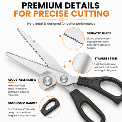 ✂️Professional Pinking Shears – Stainless Steel Zigzag Fabric Cutting Scissors✨🧵