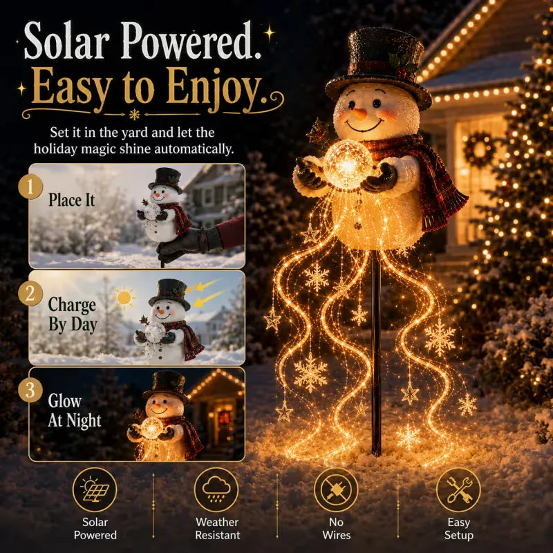 ⛄Snowman Magic Fountain-Flowing Snowflake LED Christmas Garden Light❄️