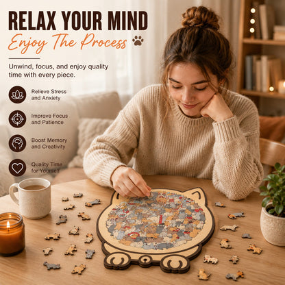 🔥Flash Sale: 50% OFF🎁Every Piece Is a Cat – 135-Piece Wooden Puzzle for Cat Lovers