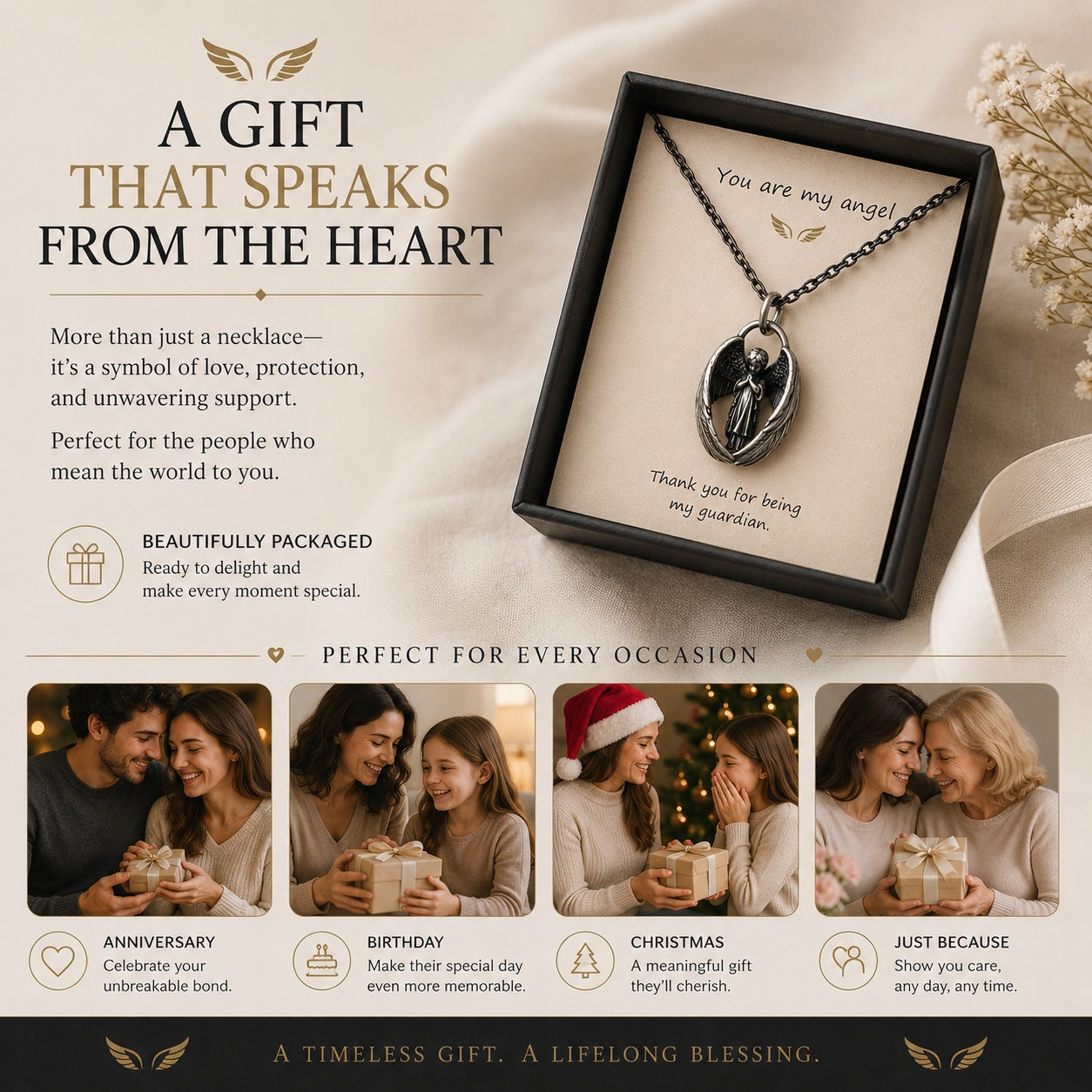 Guardian Angel Wings Necklace|Wear Your Faith. Carry Your Guardian Angel Every Day.