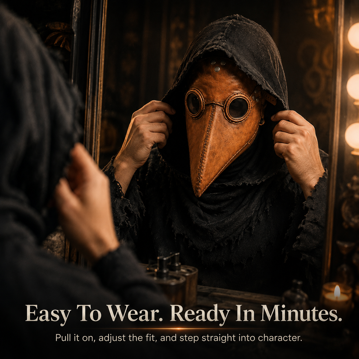 🕯️ Vintage Plague Doctor Mask & Hood – Gothic Halloween Costume Accessory