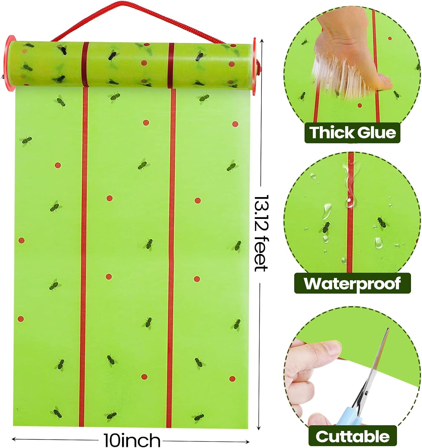 Giant Sticky Fly Traps, Fly Strips for Indoor Outdoor Hanging Flying Tapes Non Toxic Ribbon Fruit Gnat Killer for Mosquito Plants House Horse Stable