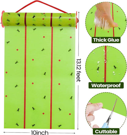 Giant Sticky Fly Traps, Fly Strips for Indoor Outdoor Hanging Flying Tapes Non Toxic Ribbon Fruit Gnat Killer for Mosquito Plants House Horse Stable