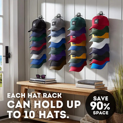 🧢 Hat Hook Wall Organizer | Holds Up to 20 Caps | No More Mess & Save 90% Space