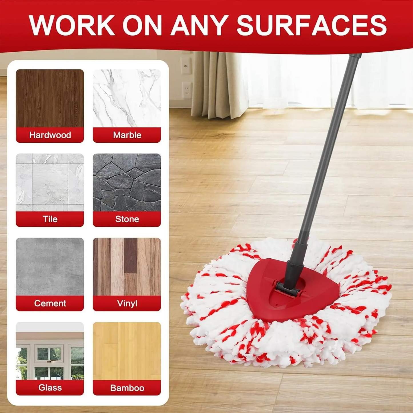 🔥 Last Day 49% OFF✨3 Pack Spin Mop Heads Replacements with Scrubbing Pad