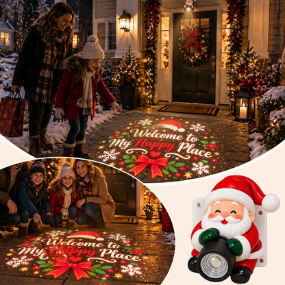 Adjustable Santa holiday projector showing its pivoting projection direction