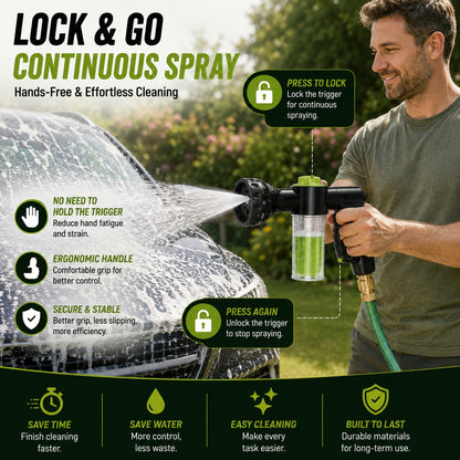8-Pattern Garden Hose Nozzle with Built-In Soap Dispenser