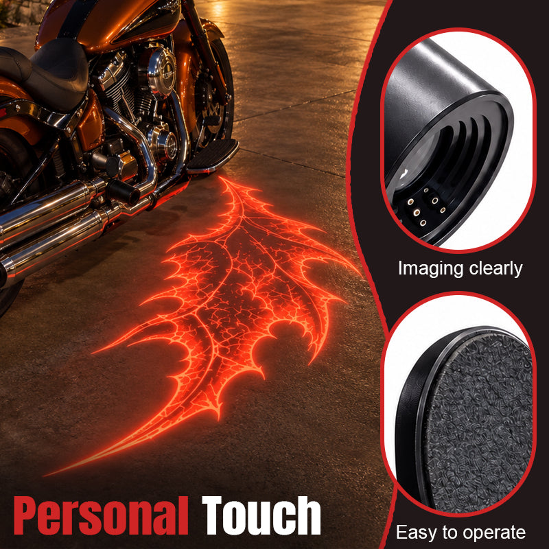 🏍️🔥 Motorcycle Devil Wing Ground Projection Lights – Red Gothic Bat Wing LED Projectors, Custom Nighttime Bike Accent Lights 🦇✨