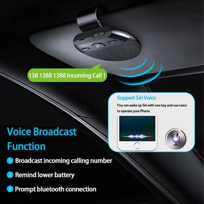🚗 Bluetooth 5.0 Car Speakerphone – Hands-Free Calls & Music, Easy Clip-On 🔊