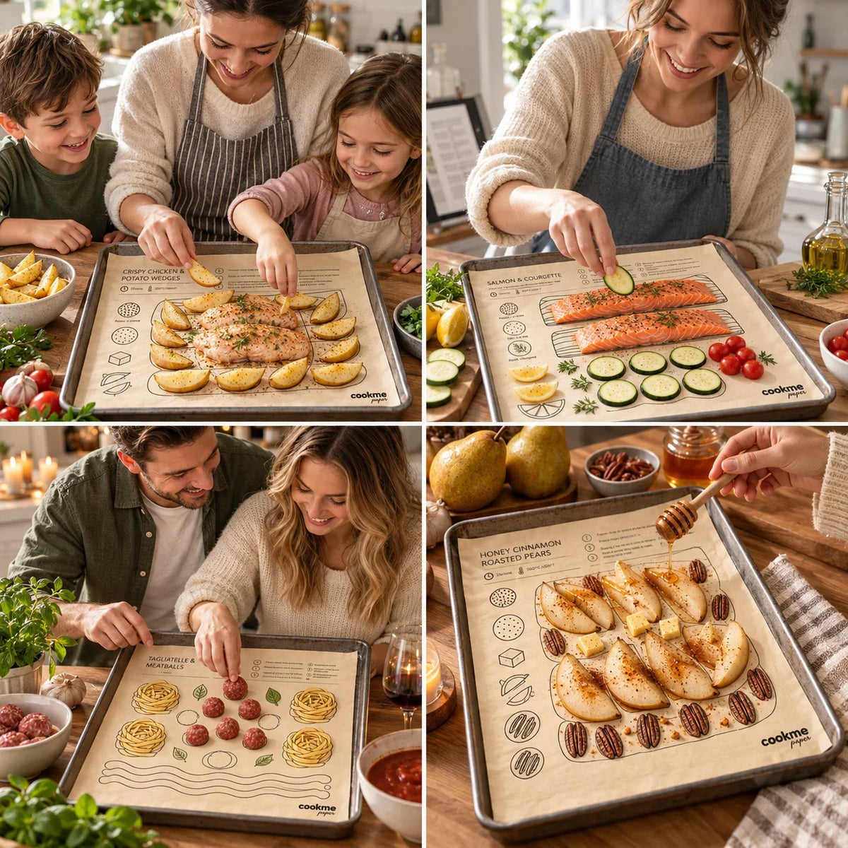 🎁25PCS Pre-Printed Baking Paper Sheets for Easy Oven Meals