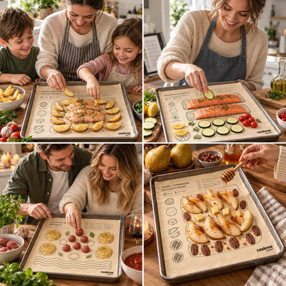 🎁25PCS Pre-Printed Baking Paper Sheets for Easy Oven Meals