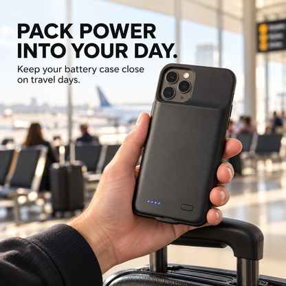 🔋📱 iPhone Battery Charging Case – 6800mAh / 7000mAh Built-In Power Bank, 4 LED Battery Indicators & Slim Everyday Design | Travel-Ready Backup Power ⚡