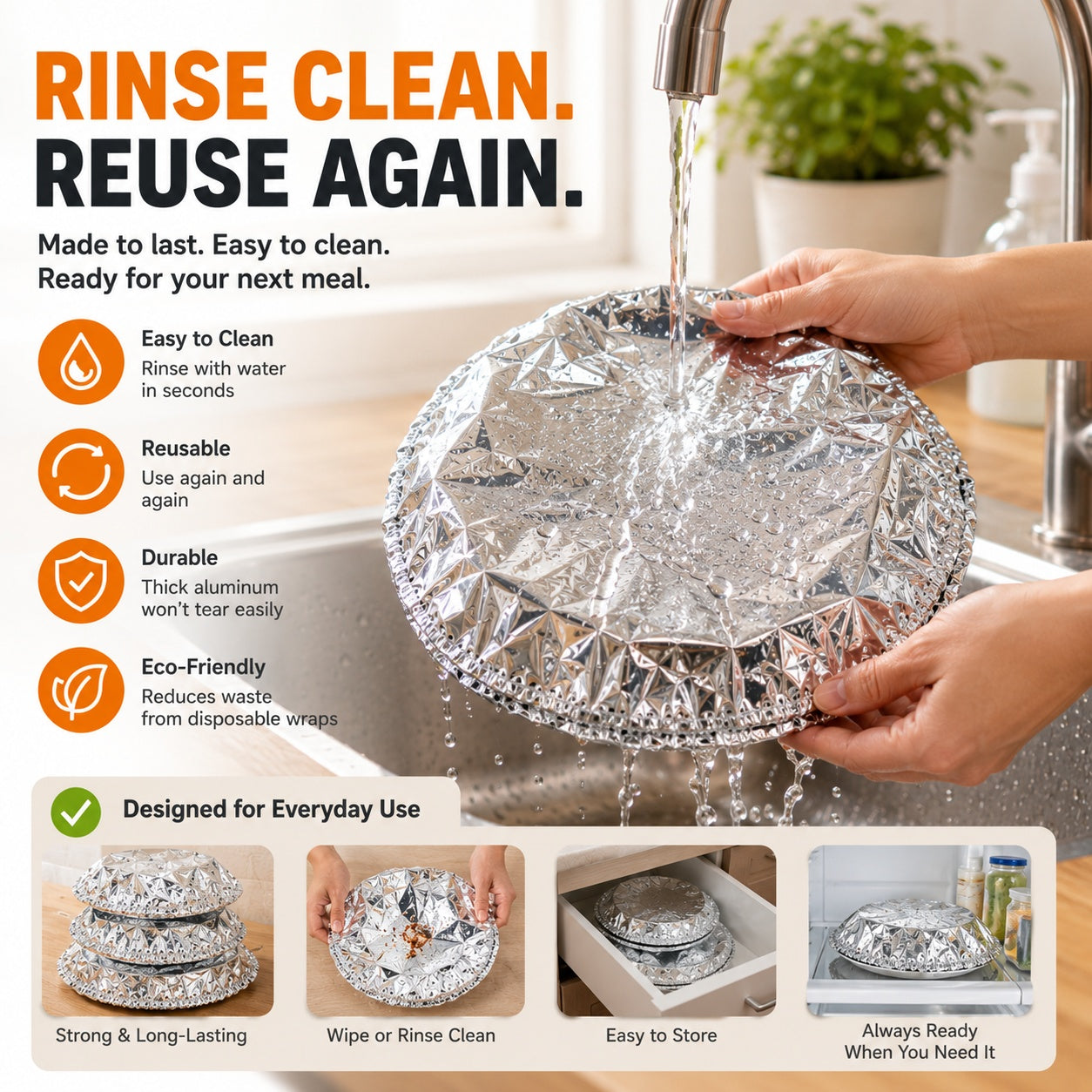 🔥50PCS Reusable Aluminum Food Cover – Keep Meals Warm, Fresh & Ready to Serve