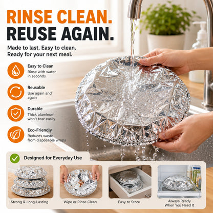 🔥50PCS Reusable Aluminum Food Cover – Keep Meals Warm, Fresh & Ready to Serve