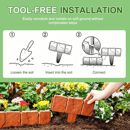 🪻Plastic Garden Retaining Fence – Flexible Stone-Look Lawn Edging🪻
