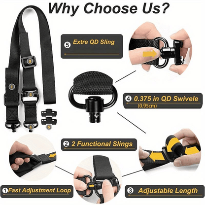 QD Quick-Adjust 2-Point Sling with Sling Swivels, Fast-Adjust Thumb Loop & Durable Mount Straps