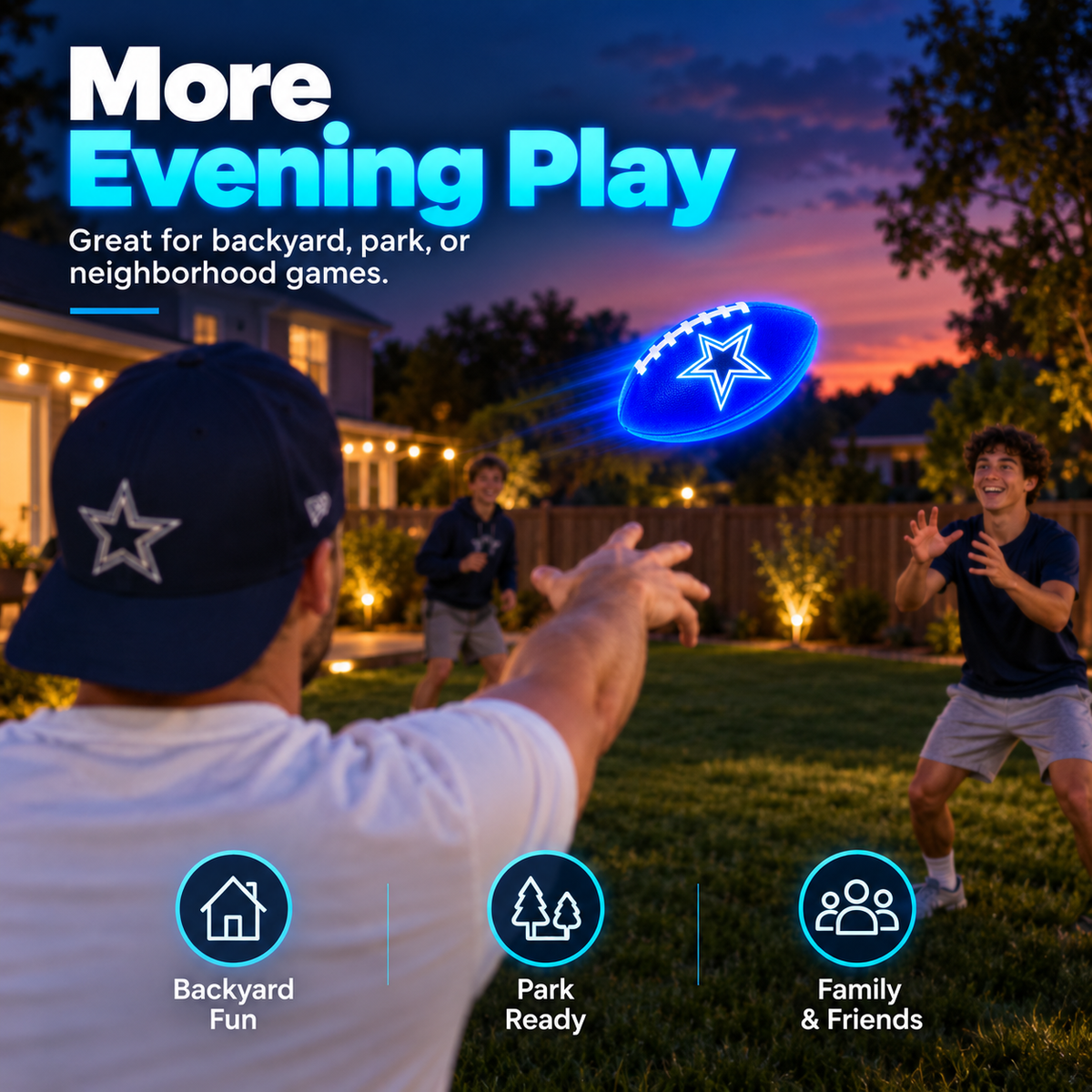 Light-Up Football for Night Play – Bright Blue Glow Ball