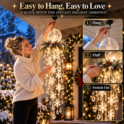 ☃️Christmas Crystal Cascade Hanging Snowflake Light – 4 Festive Holiday Styles