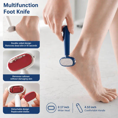 🦶Dual‑Sided Foot Callus Remover, Replaceable Stainless Steel Blade Foot Scraper