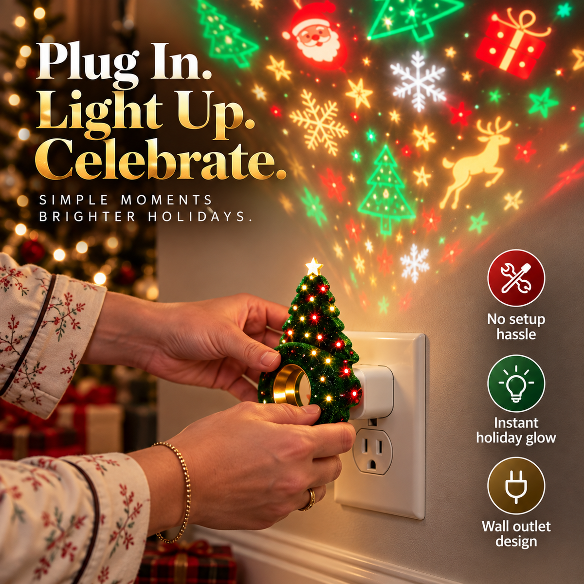 🎄Christmas Tree Plug-In Projector Light – Turn Any Room Into a Holiday Wonderland