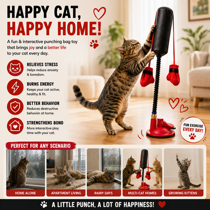 🐱Interactive Cat Punching Bag Toy with Suction Base & Catnip – Indoor Exercise Toy for Cats🥊