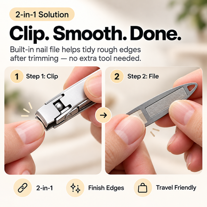 Ultra-Slim Folding Nail Clipper – 2-in-1 Portable Nail Cutter with File & Keyring
