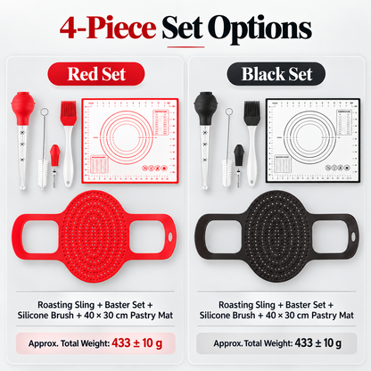 🔥🦃 BBQ & Thanksgiving Essential! 🍗 Heat-Resistant Silicone Turkey Roasting Sling 🍖✨ Easy-Lift Meat Lifter with Basting Tools 🧑‍🍳🍽️ Perfect for Turkey, Chicken & Holiday Roasts 🎄🎁