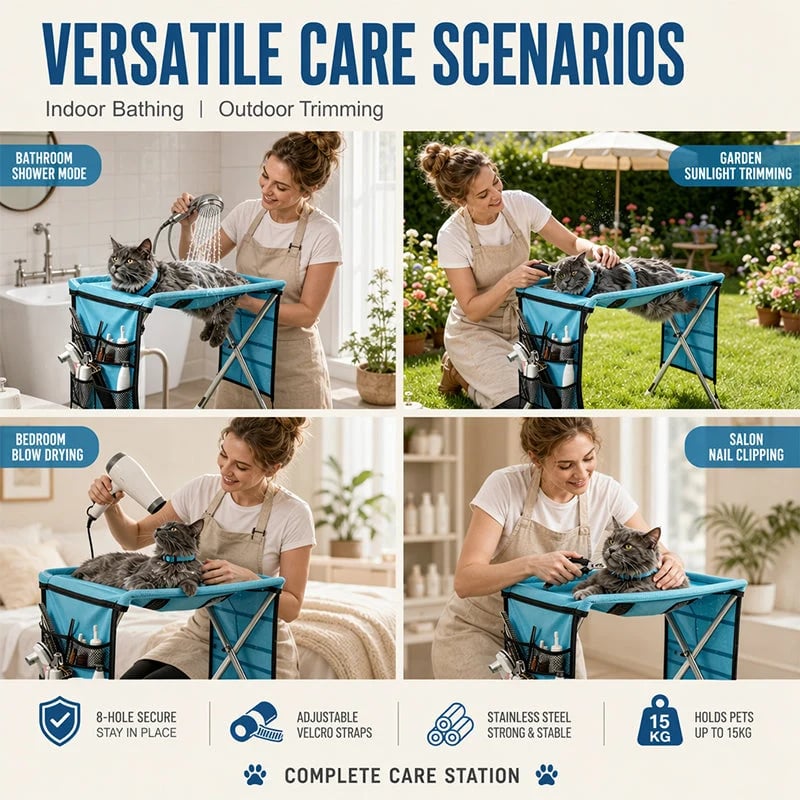 🐾2-in-1 Foldable Pet Grooming Bed