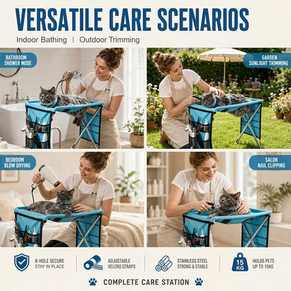 🐾2-in-1 Foldable Pet Grooming Bed