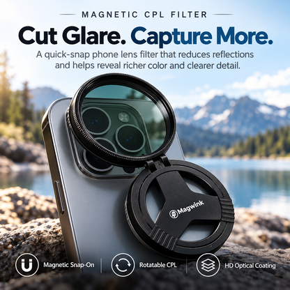 📸✨ Magnetic CPL Phone Camera Filter 🔥 Anti-Glare Polarizing Lens | HD Optical Coating 🌈 Quick Snap-On & Rotatable Design 📱