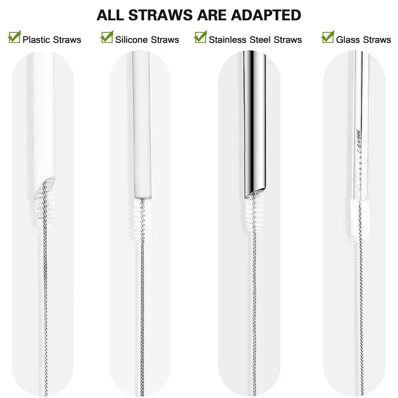 10 Pieces Stainless Steel Straw Cleaner Brush Set (10 & 12 Inch) - Extra Long for Tumbler, Water Bottle, Tubes, Sippy Cup