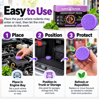 🐭🚫 Keep Mice & Rats Away! 🌿💜 Natural Peppermint Rodent Repellent Pucks 🚗🛡️ Protect Your Car Engine, Garage & Home 🏡✨ Long-Lasting Fresh Mint Scent
