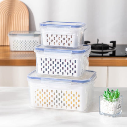 🥗Household transparent plastic food storage box-Including drain basket