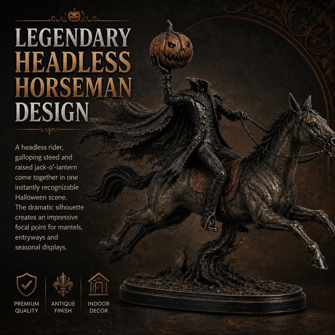 🎃🏇Midnight Chase Headless Horseman Statue(✨Same as the video)