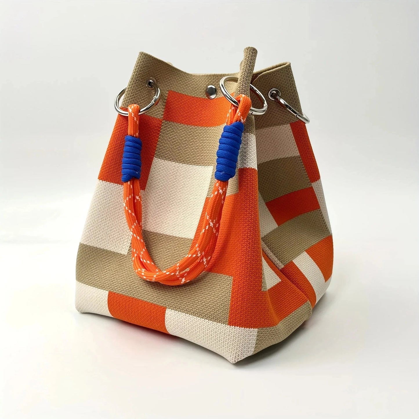 👜Boho Woven Polyester Bucket Bag