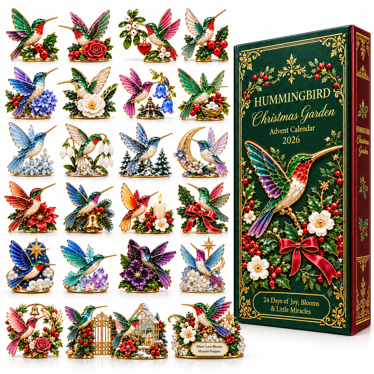 🌸🐦2026 Hummingbird Christmas Garden Advent Calendar – 24-Day Miniature Collectible Surprise Set