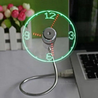 LED Time & Temperature USB Fan | 2-in-1 Portable Silent Desk Cooling Fan
