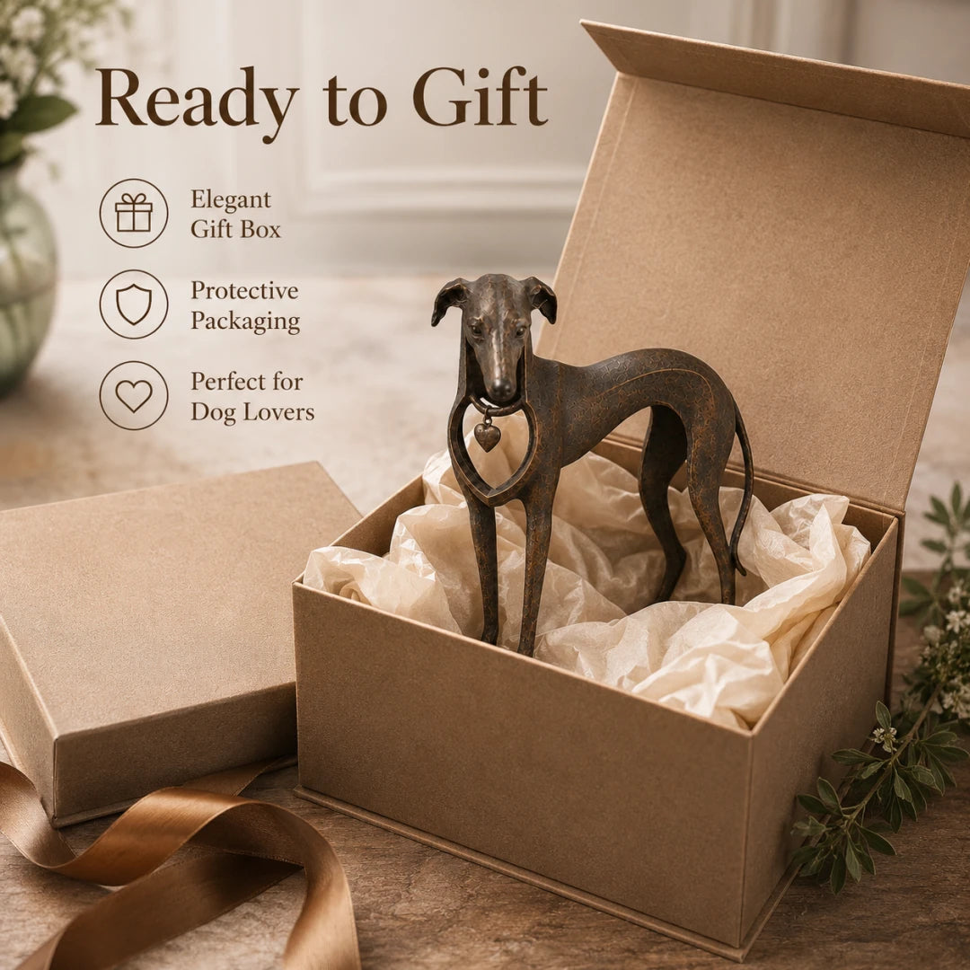 Sighthound sculpture presented as a thoughtful dog lover gift