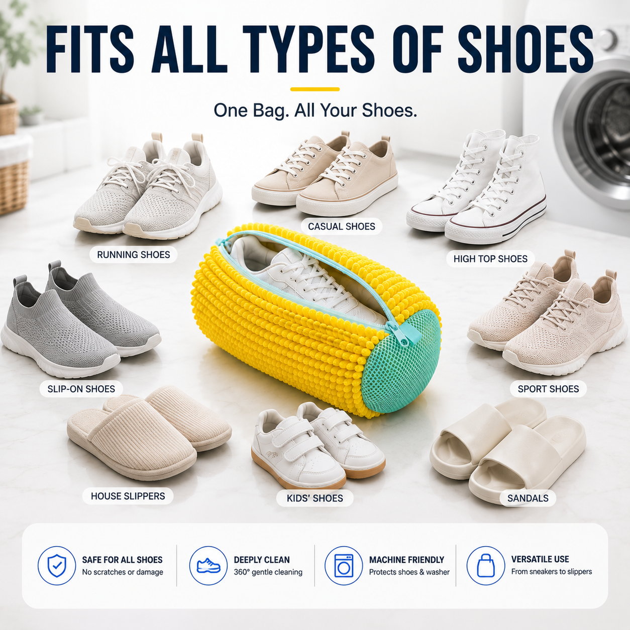 👟 No-Scrub Shoe Washing Bag – Clean & Protect Your Sneakers In The Washing Machine🔥