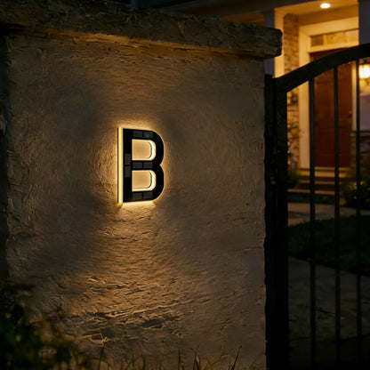 ISUNMEA 9 Inch Solar Lighted House Numbers for Outside, Light Up Waterproof LED Address Numbers Signs