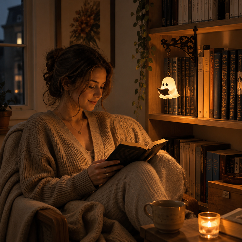 🔥Summer Sale 49% OFF🔥Cozy Reading Ghost Bookshelf Lamp