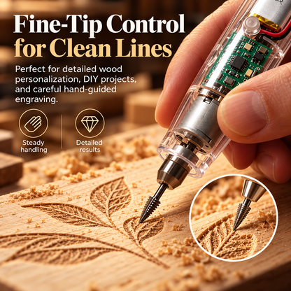 🔧Cordless Precision Wood Engraving Pen – Compact Transparent DIY Carving Tool