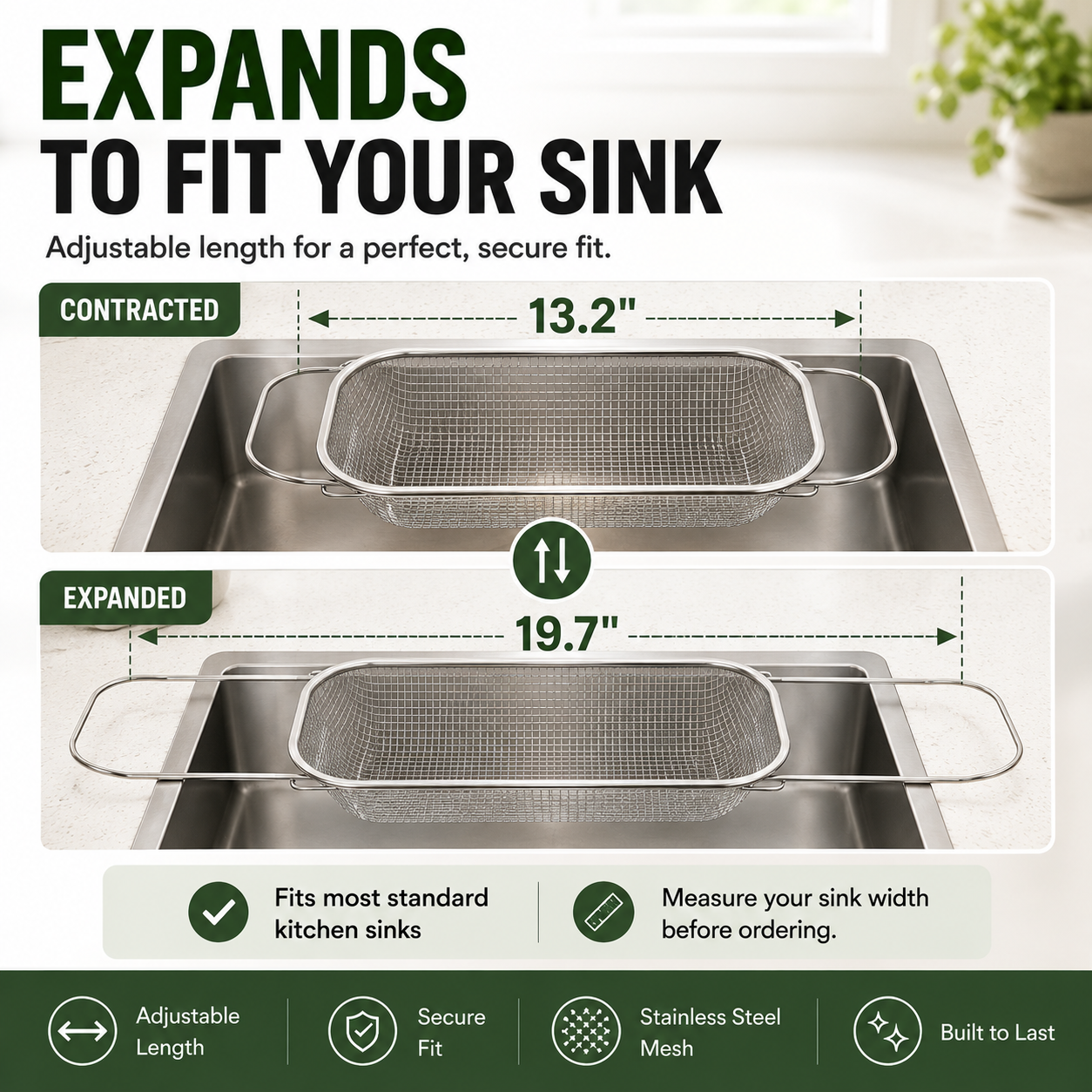 🔥50% OFF TODAY💦 Expandable Over-the-Sink Strainer Basket