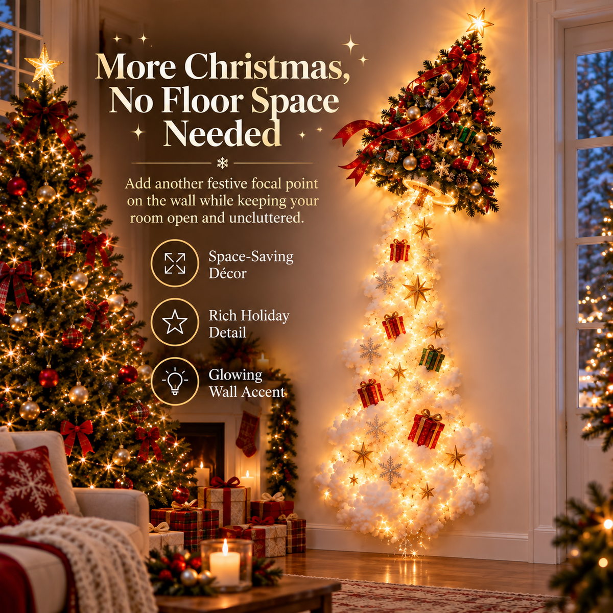 ✨ Christmas Magic Trail Wall Light – Glowing Vertical Holiday Scene in 10 Festive Styles