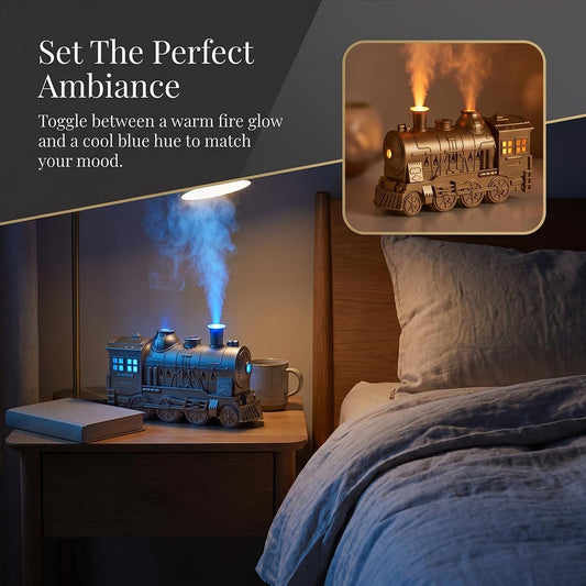 Train Diffusers for Essential Oils, 300ML Train Cool Mist Humidifier with 2-Color LED Light Essential Oil Diffuser with Remote Control Aroma Diffuser for Relaxation Home Decor & Gifts