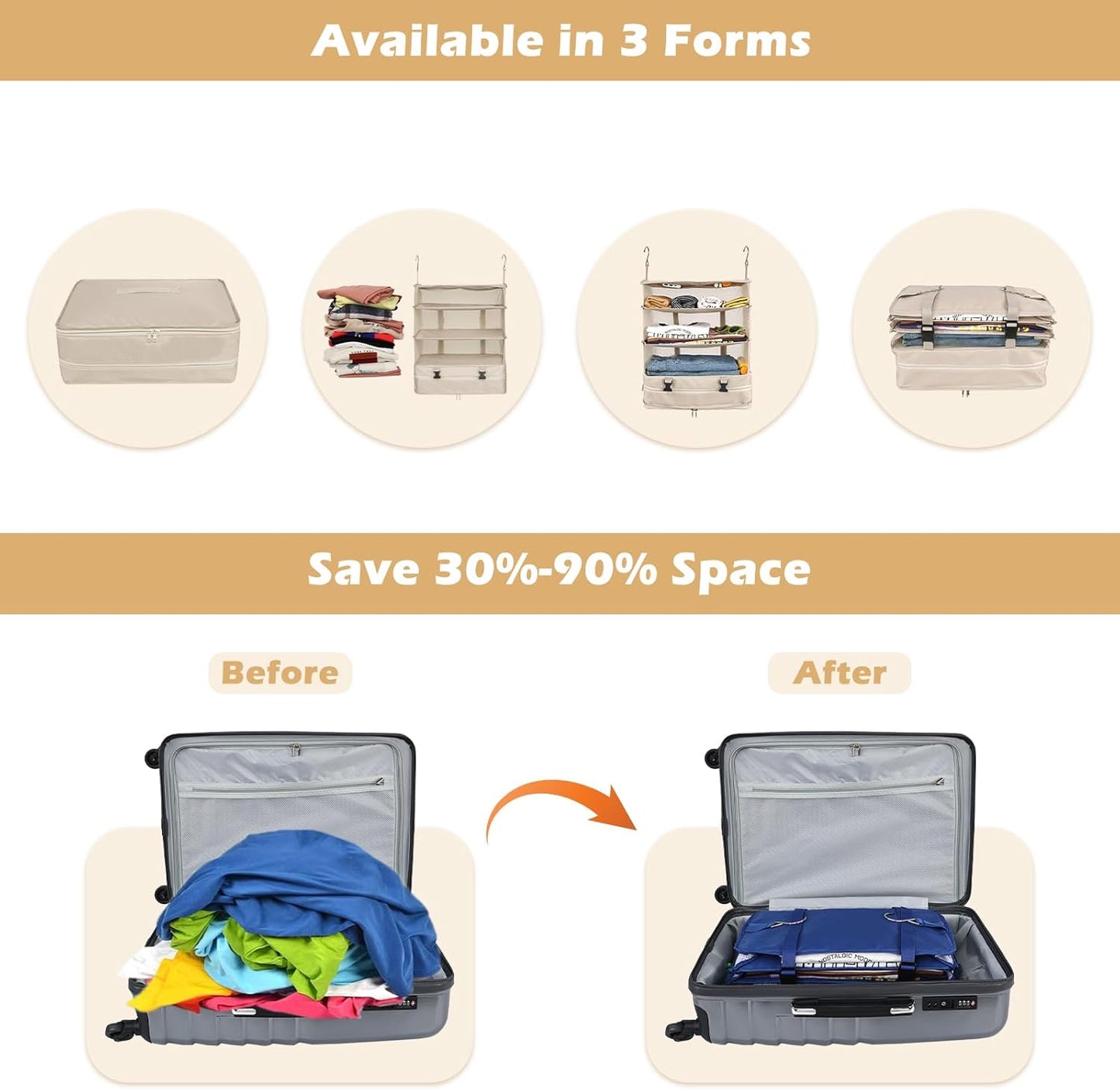 Collapsible 4-Tier Hanging Travel Storage Organizer | Your Portable Closet for Home & Trips