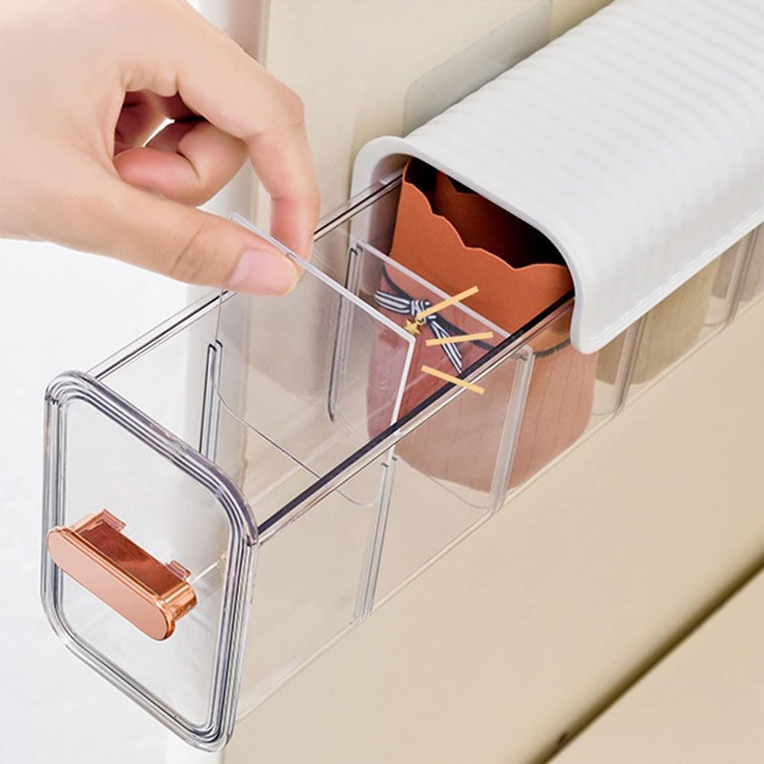 Clear Wall Mounted Organizer, Punch-Free Multi-functional Storage Box, Clear Wall Mounted Drawer Organizer