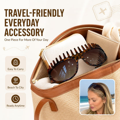 🥇💃 2-in-1 Tortoiseshell Headband Sunglasses – Polarized UV400 Sunglasses with Built-In Comb Teeth