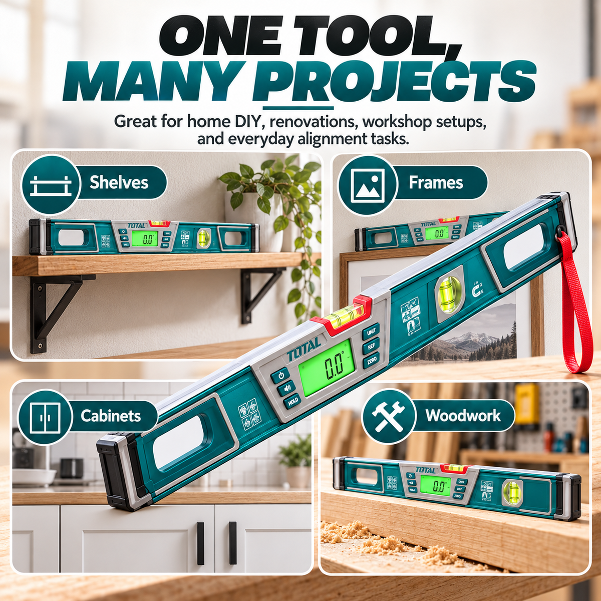 Digital Angle Level with Backlit LCD – Electronic Spirit Level for DIY & Home Renovation