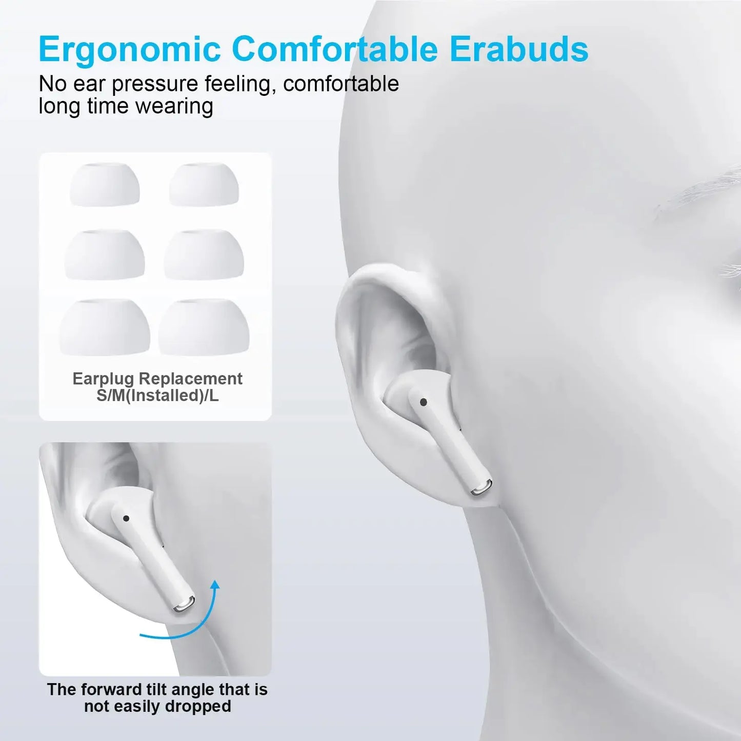 Bluetooth Earbuds with Active Noise Cancellation Adaptive Audio, USB-C Charging Case, Long Battery Life, Automatic Intelligent Matching Compatible with All Systems